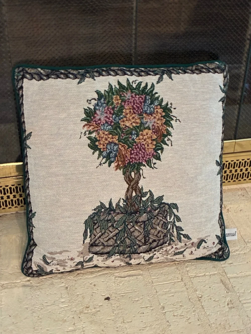Vintage Riverdale embroidered Floral Topiary pillow